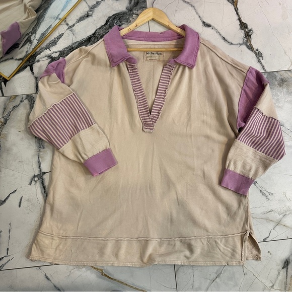 Free People | L | purple and off white Clean Prep Polo - Picture 6 of 13